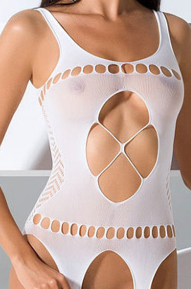 Боди Passion Erotic Line BS 071 White, Белый, One size Pas_BS 071 White One size - Passion - Эротические чулки на тело - Купить